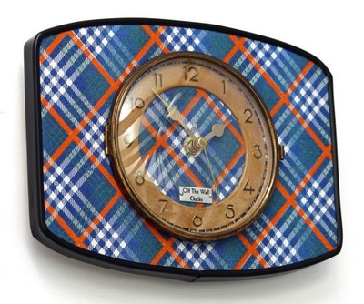 NEU 23cm Tartan Wanduhr - Vintage Mid Century Stil Retro French Style Blau