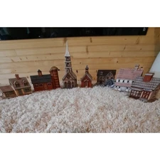 Christmas Village 7 Piece Set Byron Molds 1983