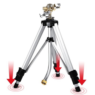 YAMATIC Tripod Impact Sprinkler for Yard Large Area, Heavy Duty Metal Lawn an...
