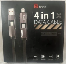 Baab 4 in 1 Combination Data Quick Charge Cable 5ft iPad iPhone Samsung