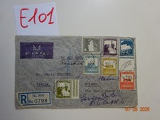 Palestine 1947 Registered Airmail Cover Tel Aviv to Milan Italy Multicolour Fran