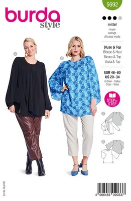 burda Schnittmuster Damen elegante Blusen #5692 Gr. 46-60