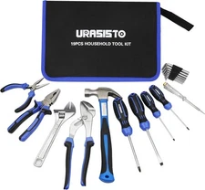19-Piece Home Tool Kit Hand Set with Easy Carrying Pouch 19pcs, Blue 