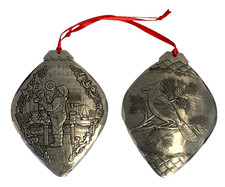 August Wendell Forge Pewter Ornaments 2 Ornaments Cardinal, Santa