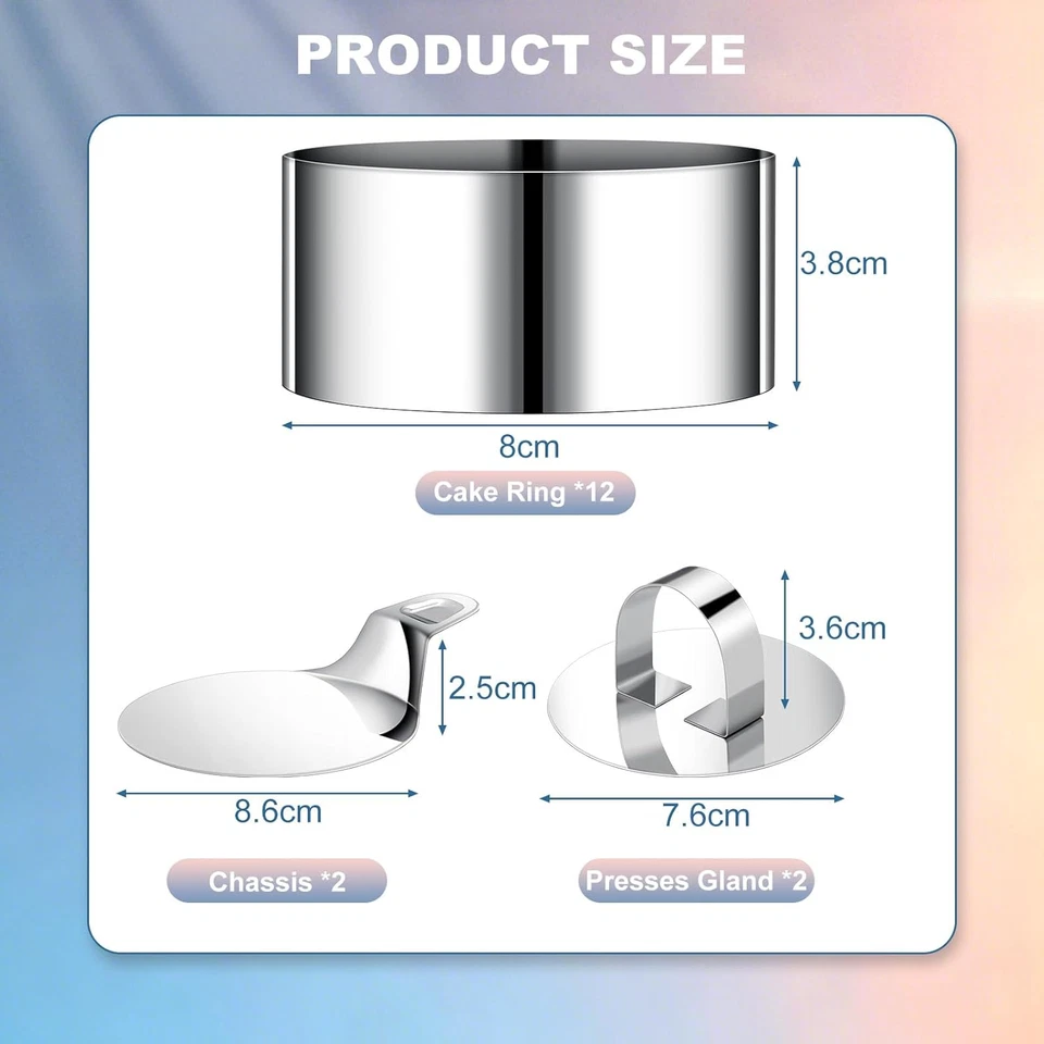 Set 12 Coppapasta Tondi in Acciaio Inox 430 – Anello Microforato Crostata, Stamp - Immagine 4 di 4