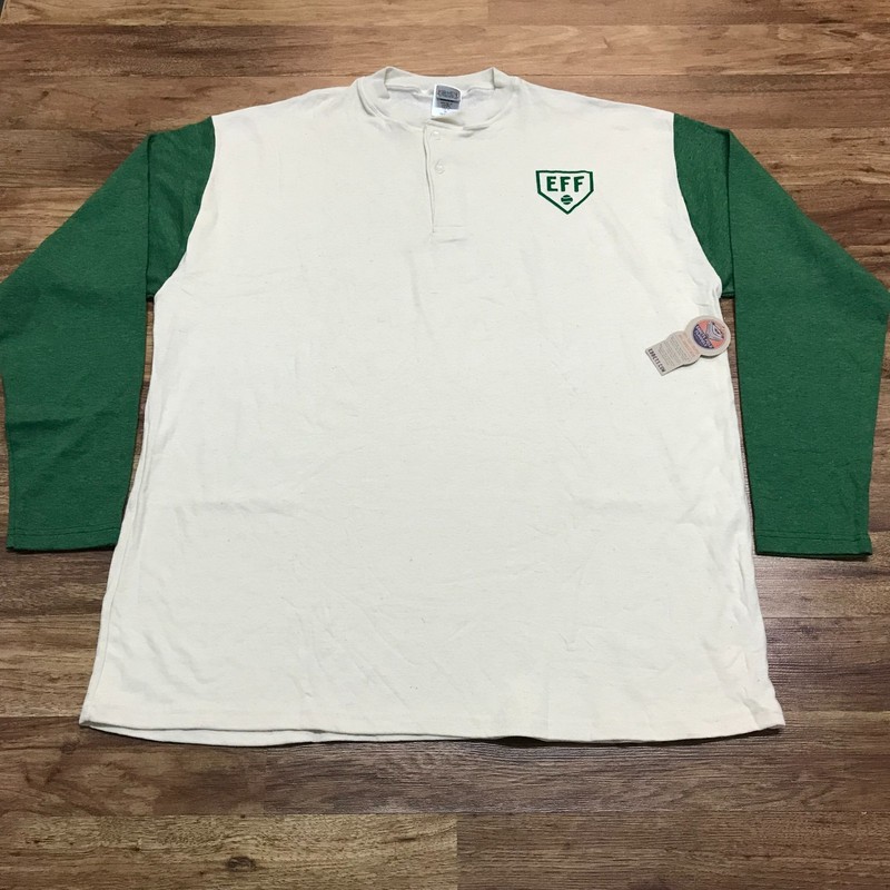 MENS 3XL - NEW Ebbets Field Flannels EFF Logo Fungo Henley Baseball Shirt Green