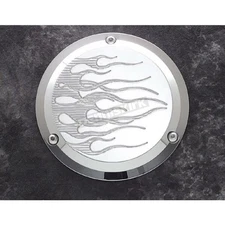 Joker Machine Flame Chrome Billet Derby Cover - 06-99F