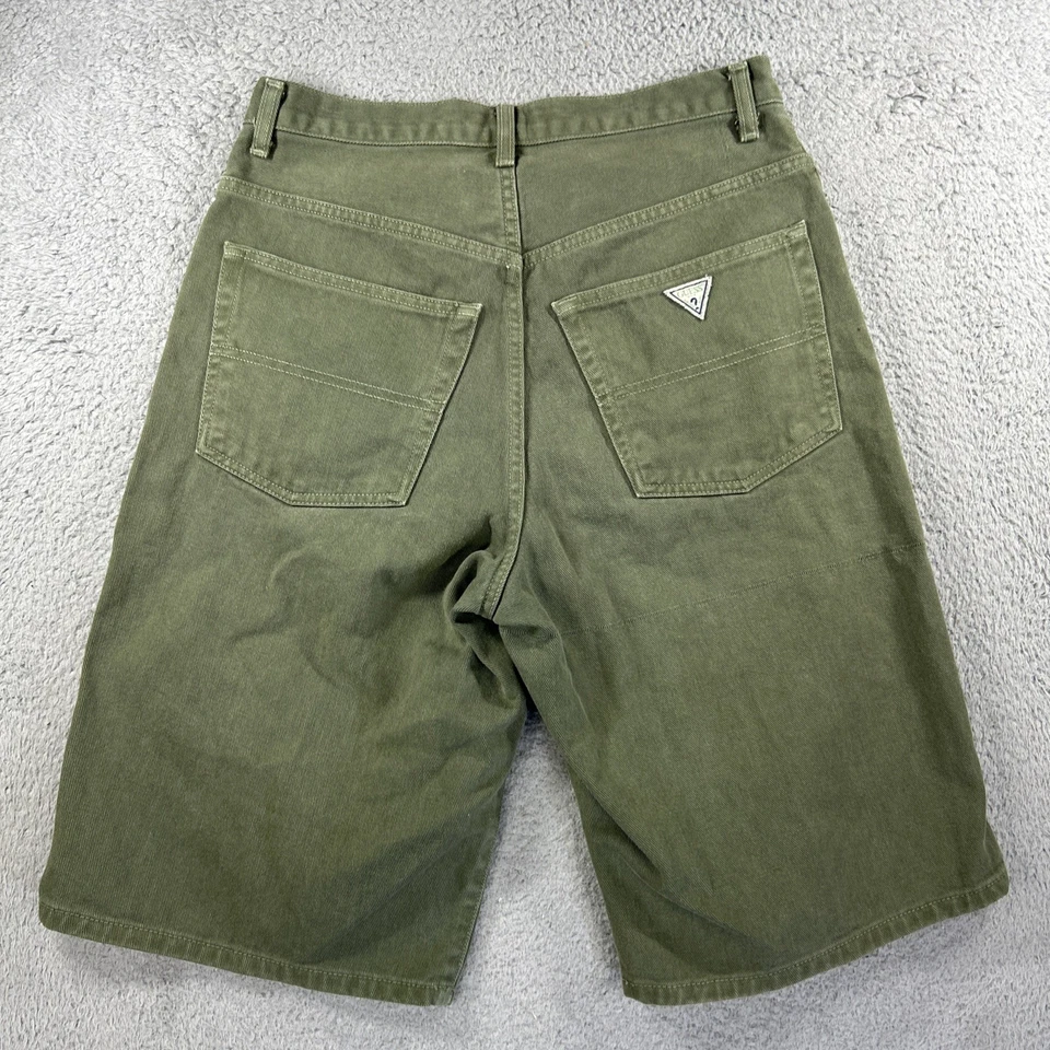 Vintage Guess Jean Shorts Mens 30 Green Denim Jorts Y2K 90s Baggy USA Bermuda - Image 2 of 4