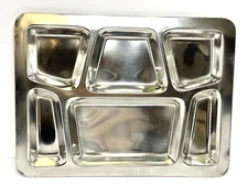 Military Stainless Steel Cafeteria Mess Hall Divided Food Tray Prison Camping