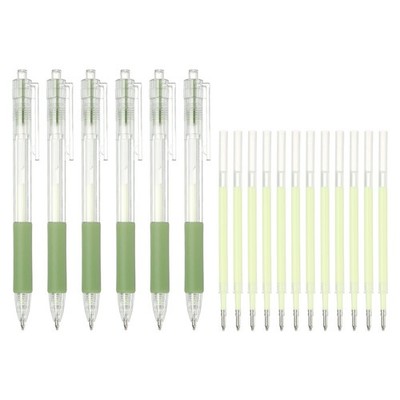 Quick Dry Glue Pen, Green Ballpoint Roller Glue with Extra Refill, 6 Pcs
