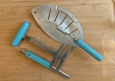 Vintage Foley Easy Twist Jar Opener chopper pot strainer Teal Turquoise lot