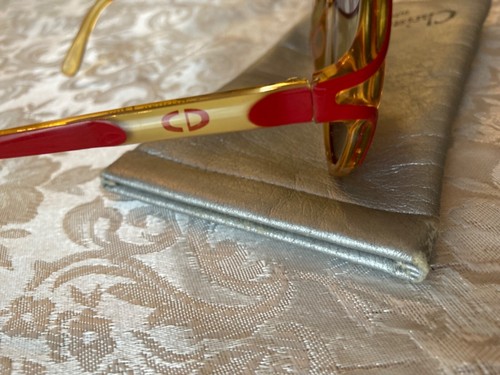 Gafas de sol vintage Christian Dior CD de gran tamaño marcos optyl rojos y miel con estuche - Imagen 5 de 12