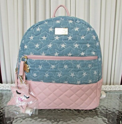 Luv Betsey Johnson Stars Backpack Quilted Pink & Blue Bag  display picture 1