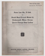 1944 South Bend 9" Inch Model A Lathe Parts Manual List Book Catalog comb bound