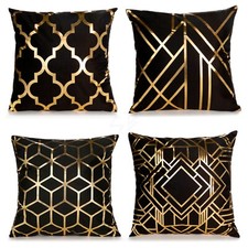 Pillow Covers 18x18'' Set of 4 Gold foil Throw Pillowcases b1567