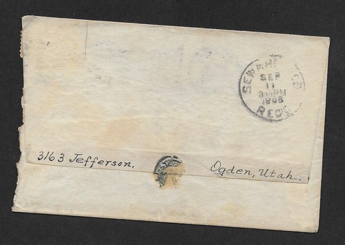 USA 1905 FANCY FLAG CANCEL FROM OGDEN, UTAH TO SEWARD, NEBRASKA WITH WAX SEAL - Picture 2 of 2