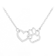 Dog Paw With Love Heart Pendant Fashion Necklace For Women And Girls