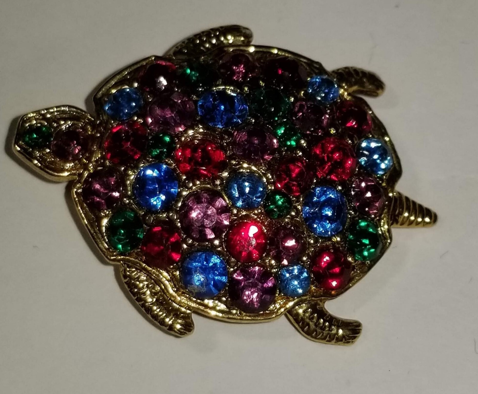 Turtle Pin w/Multi Colored Crystal Shell - image 3