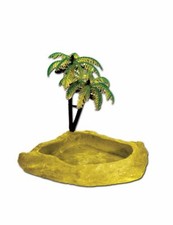 T-Rex Hermit Crab Accessory - Food  Water Dish with Palm Tree Yellow