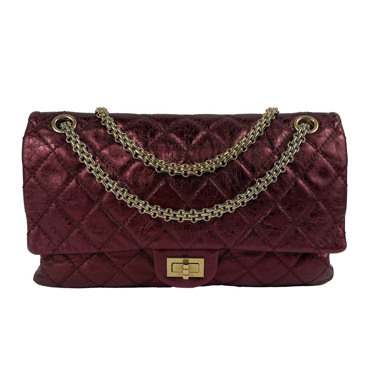 Chanel - Metallic Quilted Calfskin 2.55 Reissue 227 Double Chanel - Metallic Quilted Calfskin 2.55 Reissue 227 Double