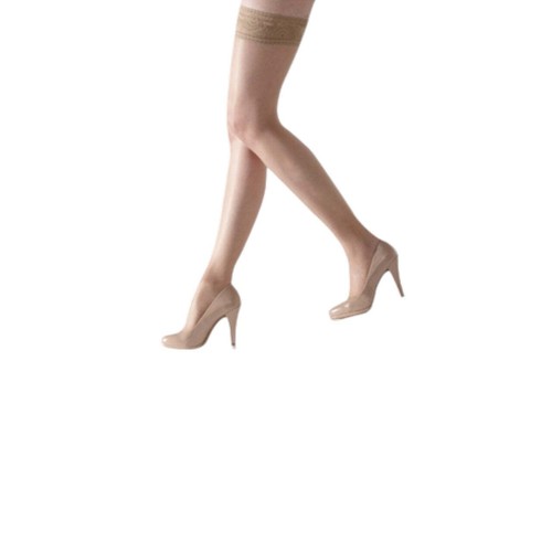 Silver Legs Satin Luxury Lace Top Hold Ups - Picture 2 of 2