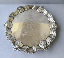 George II Crested Sterling Silver Card Salver by James Morison, London 1752