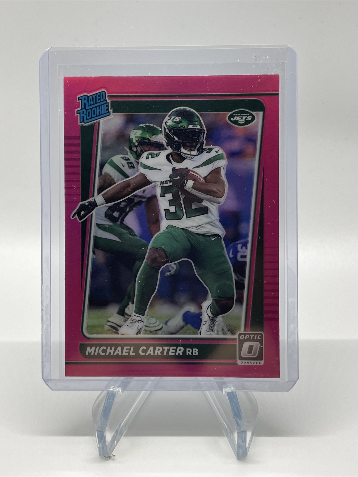2021 Panini Donruss Optic Michael Carter PINK PRIZM RATED ROOKIE Jets #235 RC