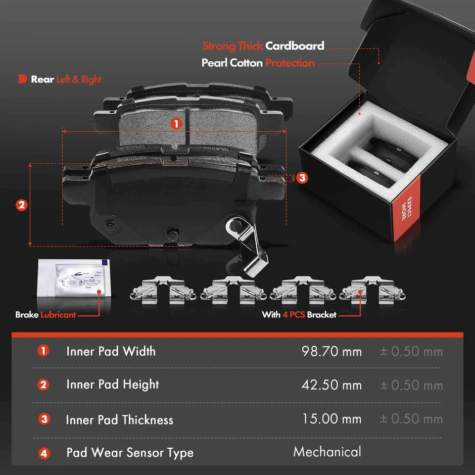 Rotores de freio perfurados e pastilhas de freio de cerâmica para Scion xB 2008-2015 dianteiro e traseiro - Imagem 4 de 4