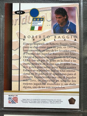 1994 Upper Deck World Cup Jugador Del Año Roberto Baggio #WC4 | eBay