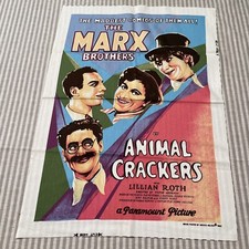 Marx Brothers Animal Crackers Wesco-Reltex MOVIE POSTER 1982 Fabric 22x29&rdquo;
