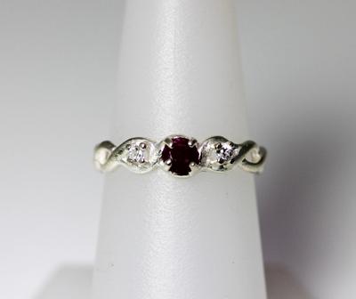 アクセサリー Rubi Sterling Silver Natural Rubi & Cubic Zirconia Twisted Band Ring