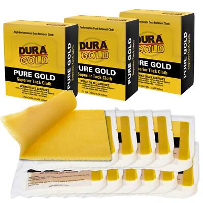 36 Dura-Gold Pure Gold Tack Cloths, Remove Dust Sanding Particles, Woodworking