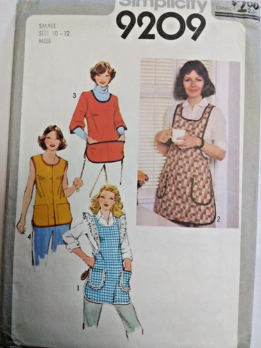 Bib Apron Smock S 10 12 Simplicity 9209 Sewing Pattern VTG 70s Cut Housewife