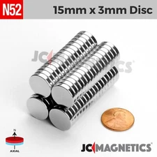 15mm x 3mm N52 Super Strong Rare Earth Neodymium Magnet Round Disc 15x3mm