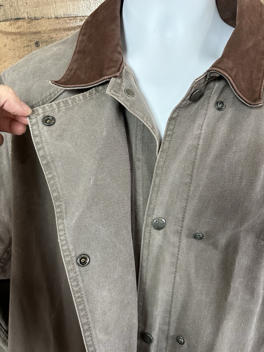 Vtg Australian Outback Collection Oilskin Black Drover Coat Duster