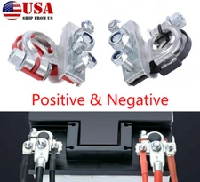 2X Car Marine Top Post Battery Terminals Clamp Connectors Positive Negative Ends