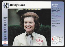 BETTY FORD First Lady Gerald's Wife Photo 1997 GROLIER STORY OF AMERICA CARD