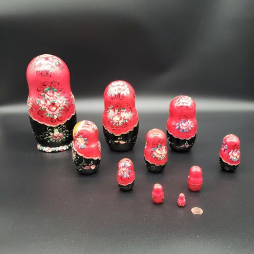 9" Russian Nesting Doll 10 pieces Floral Pattern - Matryoshka doll - Picture 3 of 12