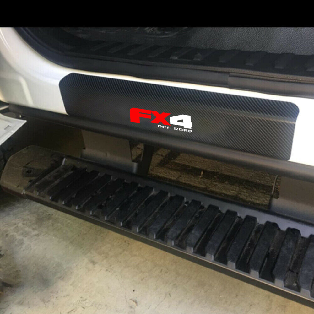 4 Carbon Fiber Leather Door Sill Guards for Ford Fx4 Super Duty Trucks