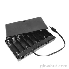 8*AA battery holder case box lead wire cylindrical male female connector DC 12V