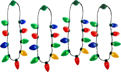 Windy City Novelties 4 Pack LED Light Up Christmas Bulb Necklace Party Favors