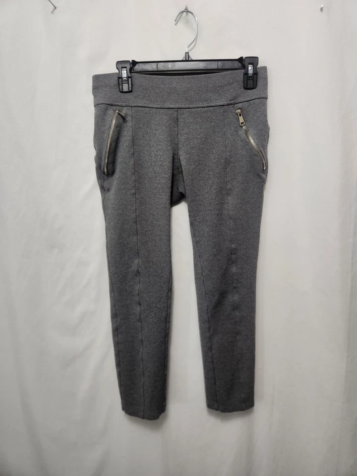 Ci Sono Women Pull up Gray Pants Leggings stretch skinny zippers Size Large - Image 2 of 4