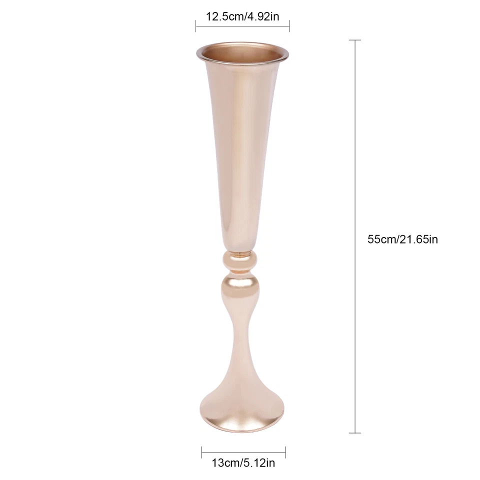 4 шт. Свадебная Цветочная Ваза Металлическая Европейская Подставка для Цветков Золотая Труба Цветочная Ваза - Изображение 2 из 4