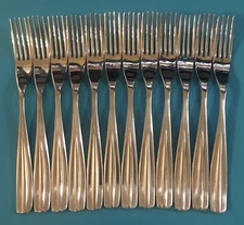 Studio William Stainless Flatware PAPAYA Mirror Lot Of 12 Salad Forks (L)
