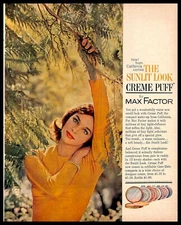 1961 Max Factor Sunlit Look Vintage PRINT AD Creme Puff Makeup