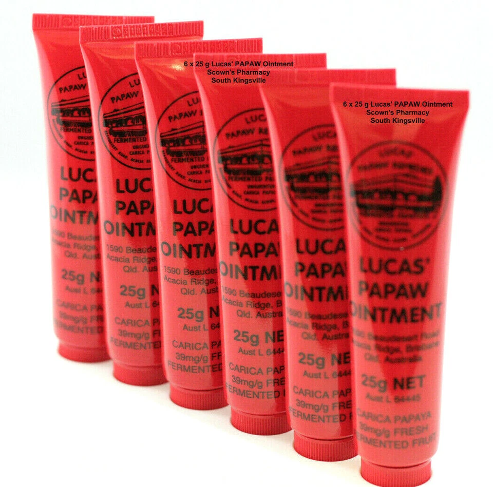 LUCAS' PAPAW OINTMENT 6 x 25g Pawpaw Cream Paw Paw Creme Handy Tube Genuine NEW