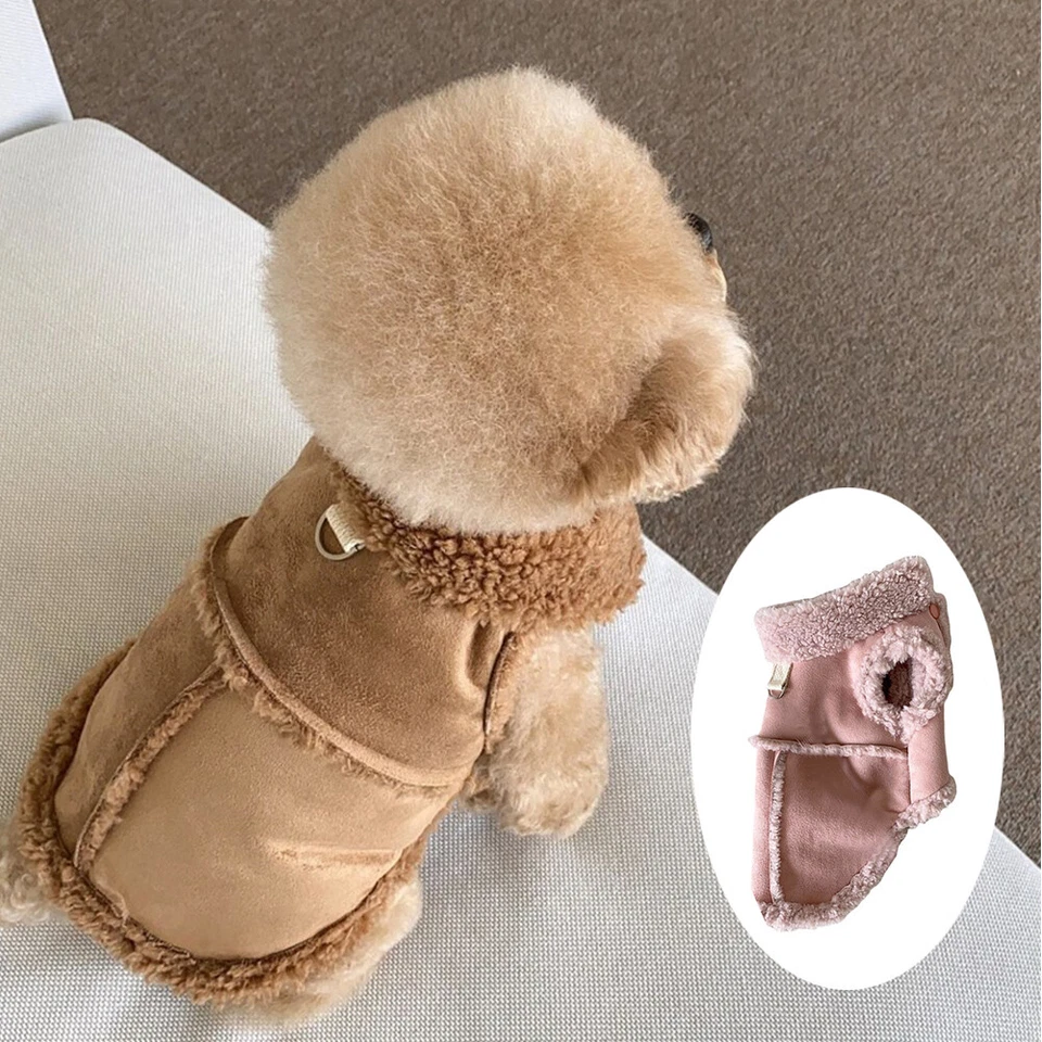 Small Dog Winter Coat Fleece Warm Pet Clothes Thick Jacket with Traction Buckle - Image 4 of 4