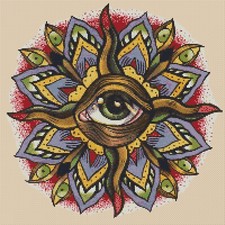 Mandala Eye and Sunburst Counted Cross Stitch Chart No.6-420/1