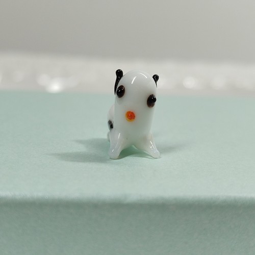 Vintage Miniature Handmade Glass Cat Pulled Kitty Micro Art Black White .6" - Picture 7 of 11