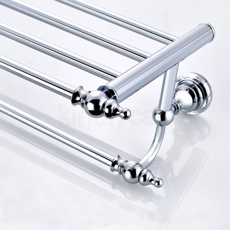 Wall Mounted Chrome Brass Towel Rack Bathroom Hotel Rail Holder Storage Shelf 